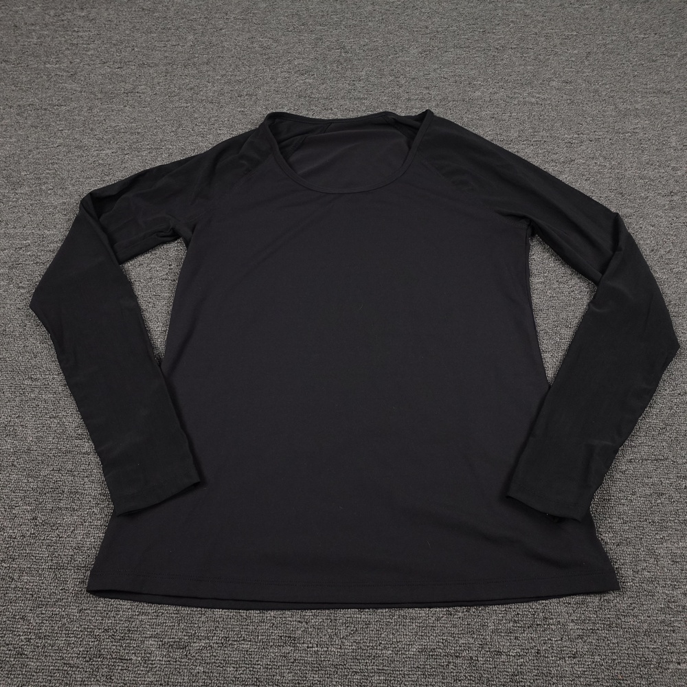 Fabletics Shirt Womens Medium Black Long Sleeve Scoop Neck Athletic Top Running